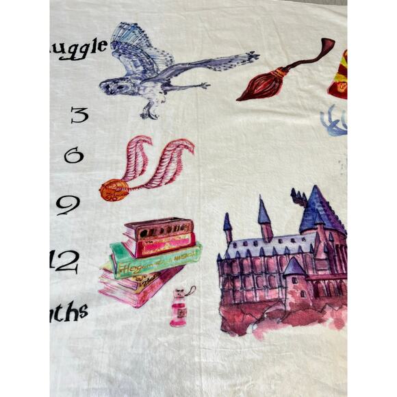 Little Muggle Wizard Themed Baby Milestone Photo Pictures Blanket Day Week Month - Picture 3 of 5